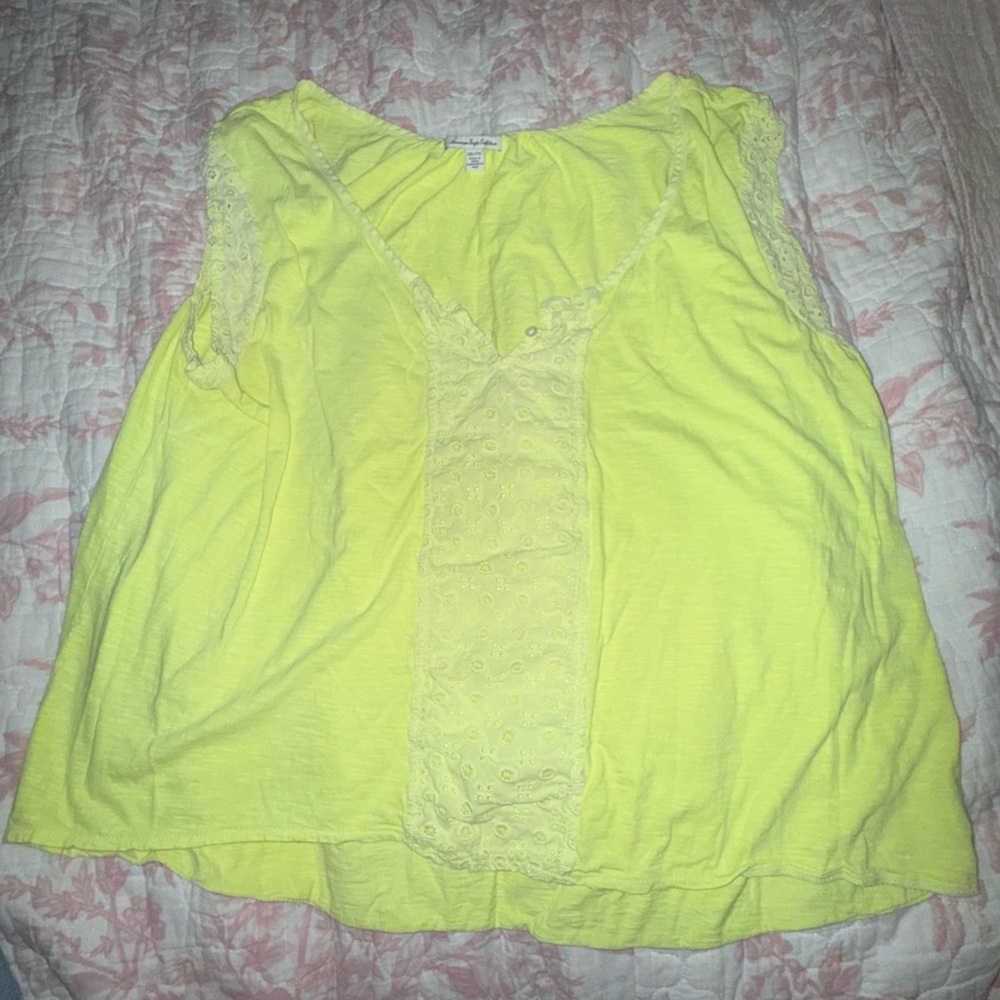 American Eagle Outfitters Yellow Lace Tank Top